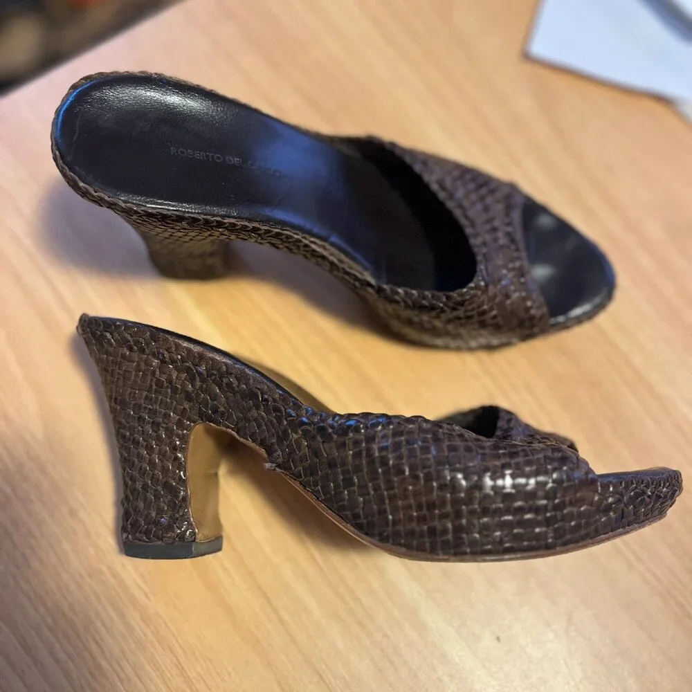 Vintage Roberto Del Carlo dark brown heels -- size 39/8.5 - Picture 3 of 4
